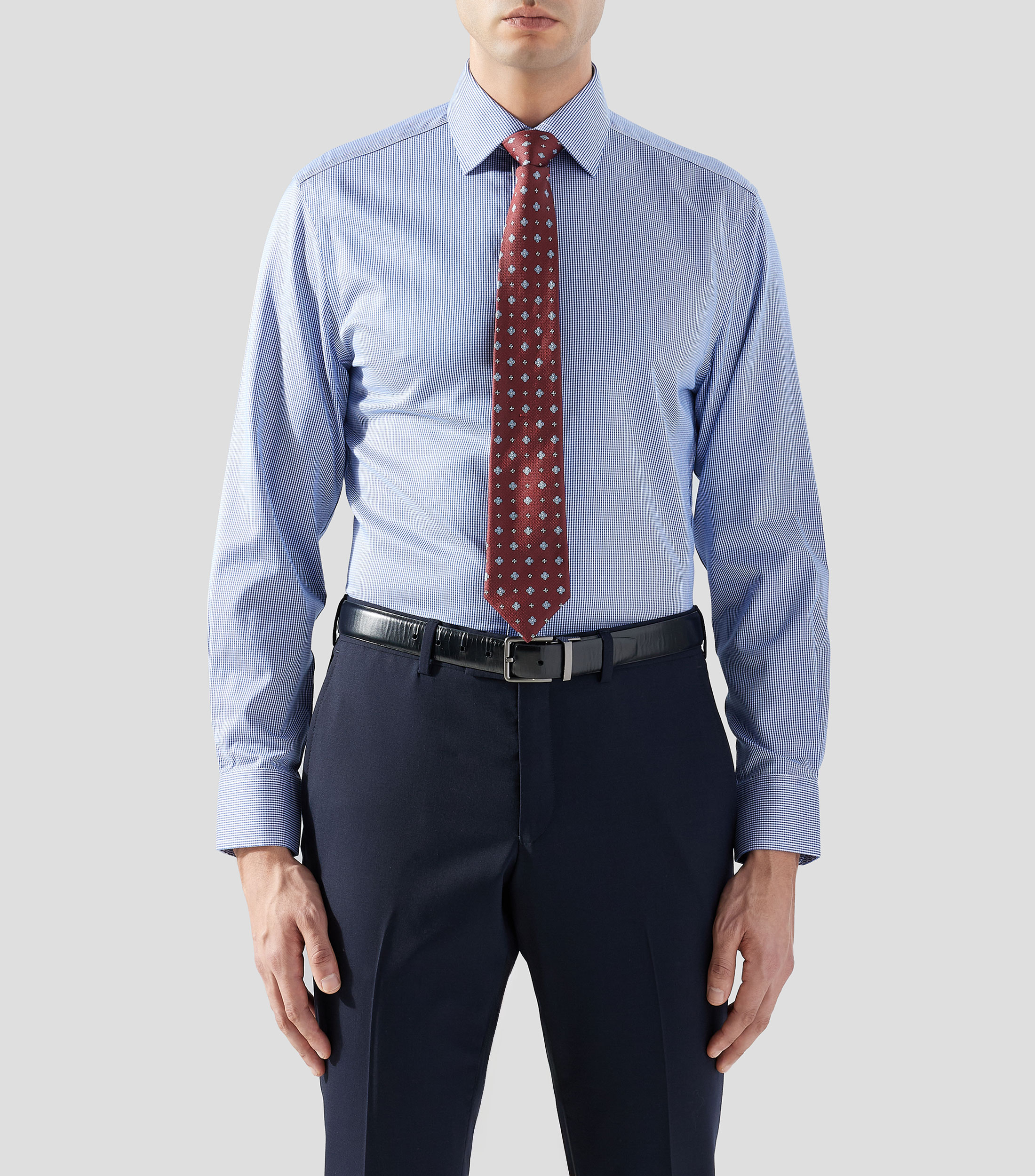 Camisa de vestir con microdiseño manga larga Hombre